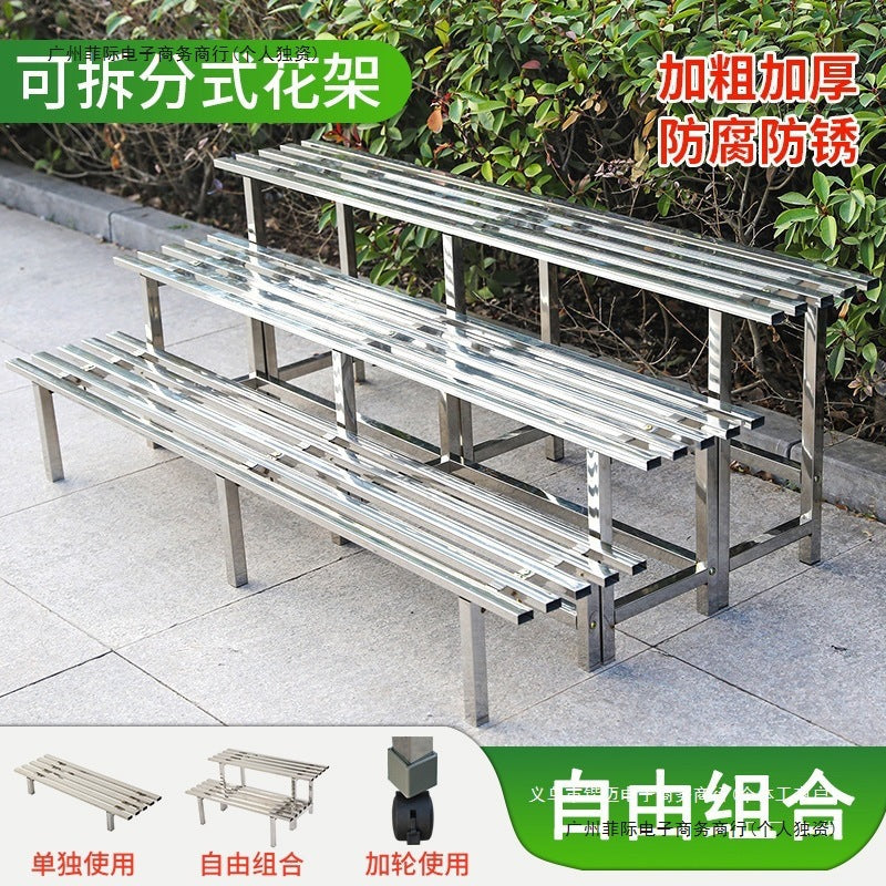 Stainless Steel Tiered Plant Stand for Balcony & Outdoor Use