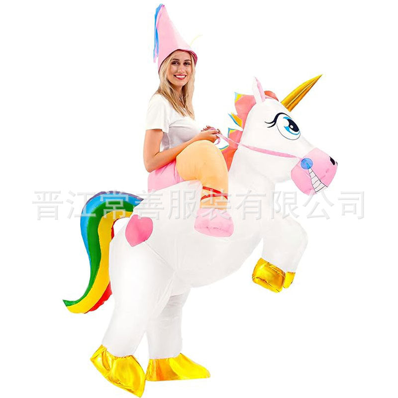 Inflatable Unicorn Riding Costume for Adults and Kids - Halloween Fancy Dress