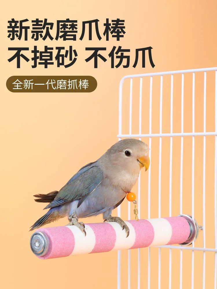 Parrot Grinding Claw Stick Sanded Perch Bird Cage Stand for Budgies Cockatiels Teeth Grinding Toy