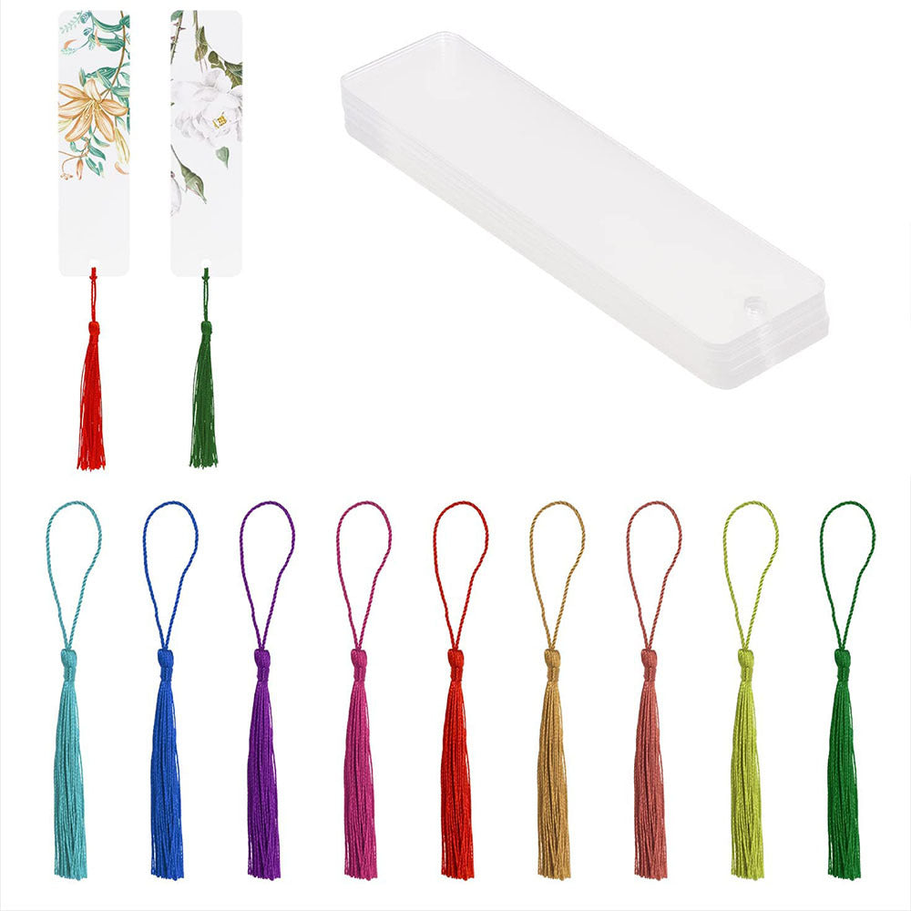 Clear Acrylic Bookmark Blanks with Tassels for DIY Crafts and Gifts