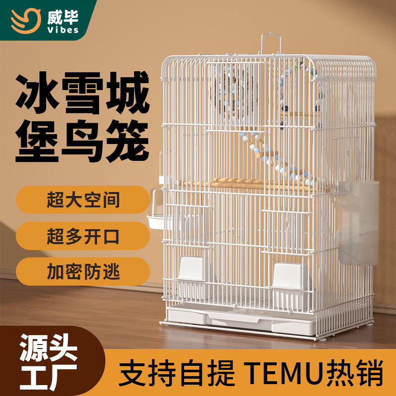 Large Metal Bird Cage for Parrots, Pigeons, Budgies, and Mynah Birds