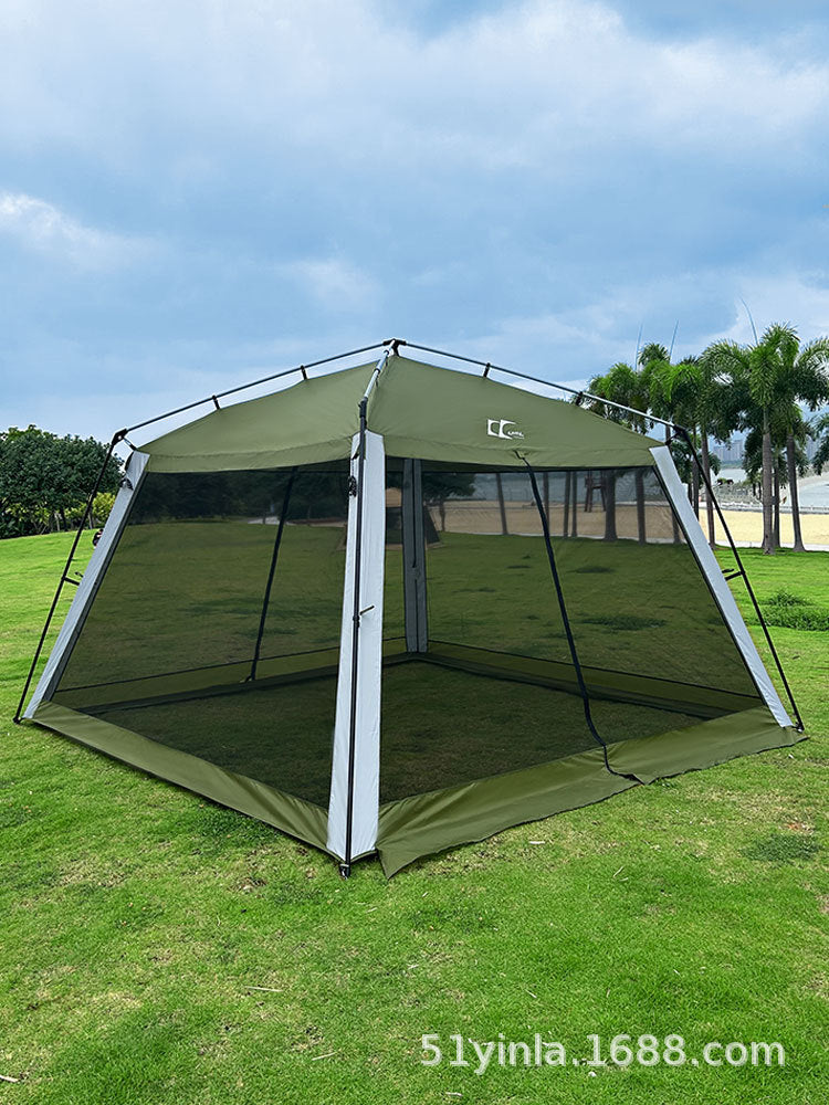 Outdoor Camping Mesh Canopy Tent Sunshade for Picnic BBQ Rain Sun Wind Mosquito Protection