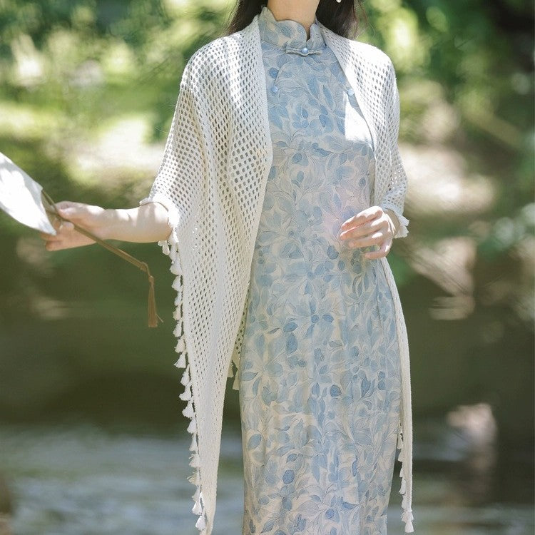 Women's Summer Hollow Knit Shawl Cape