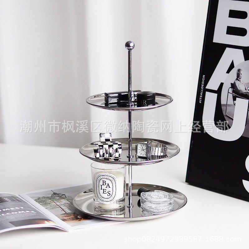 Stainless Steel Multi-tier Display Stand for Jewelry, Keys, Desserts, and Candies