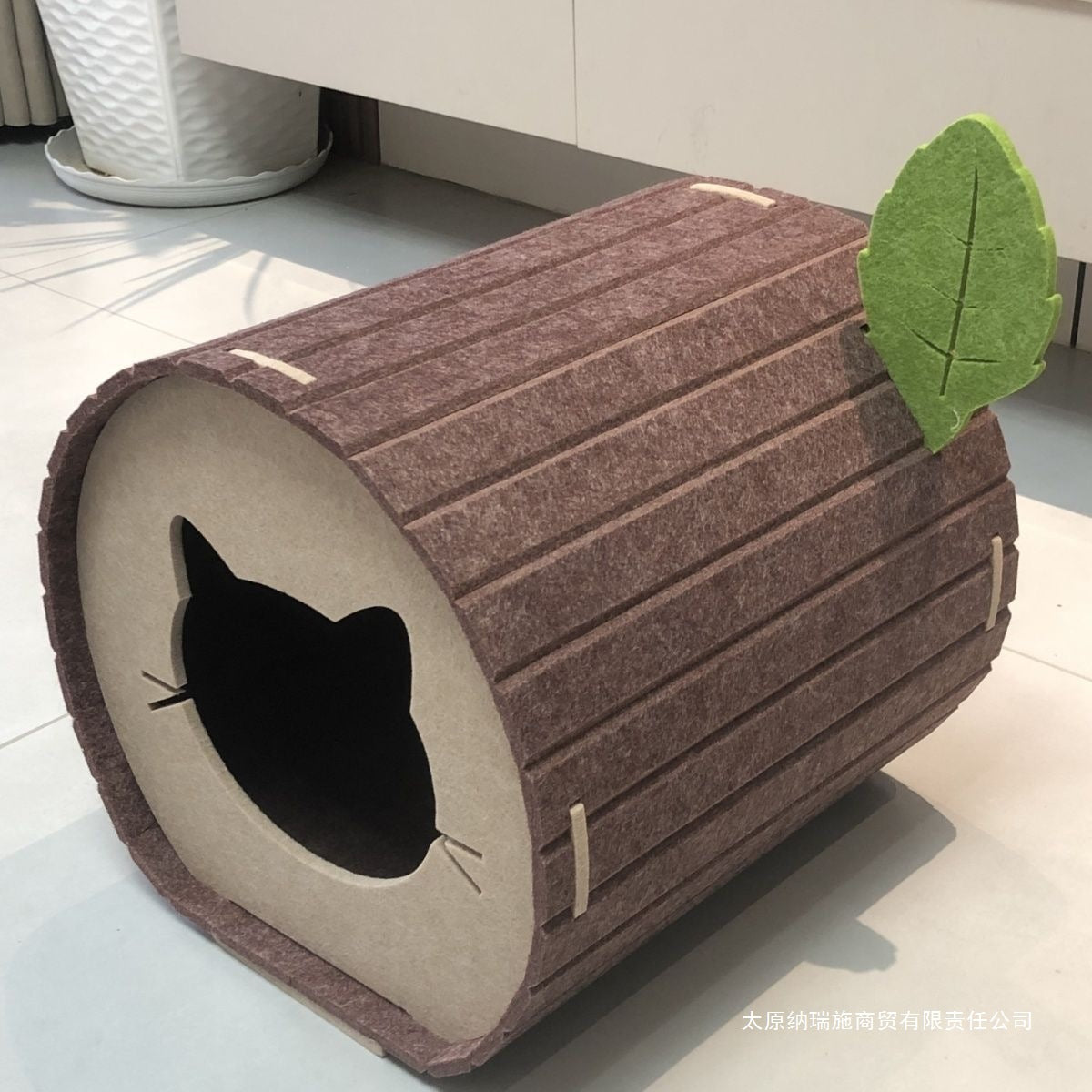 Foldable Tree Stump Cat Bed Tunnel with Scratch Pad