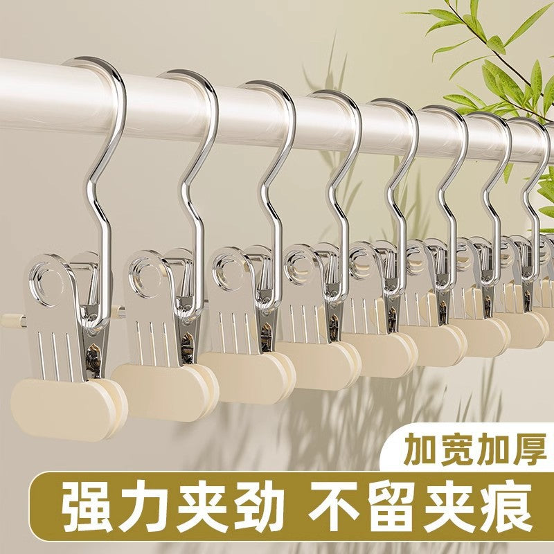Stainless Steel Skirt and Trouser Hangers with Hooks, Non-slip Clothes Clips for Home Wardrobe Organization