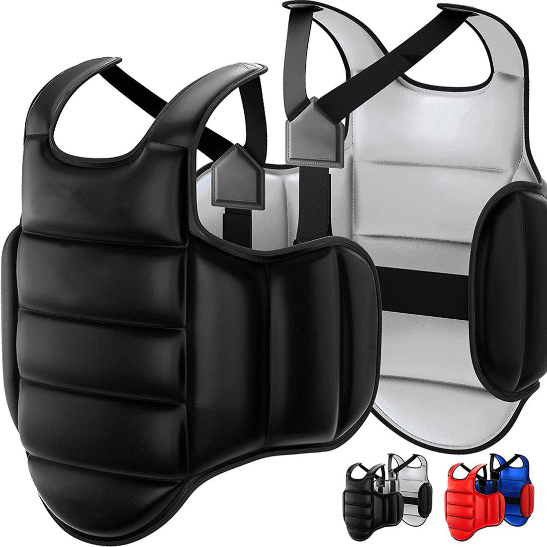 Thickened Reversible Karate Taekwondo Chest Protector for Adults and Kids, Boxing Training Soft Elastic Body Guard
