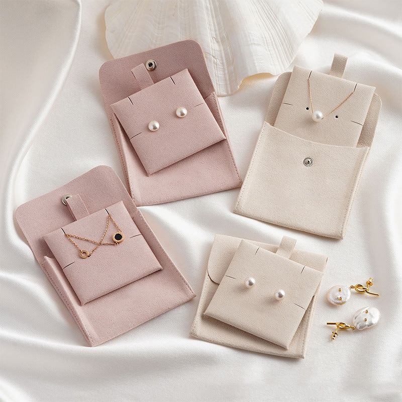 Portable Snap-Closure Jewelry Pouch for Necklace Earrings Rings, Dustproof Storage Organizer Bag