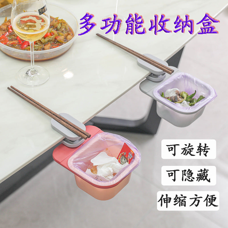Multifunctional Desktop Rotating Trash Can Mini Storage Box for Kitchen Countertops