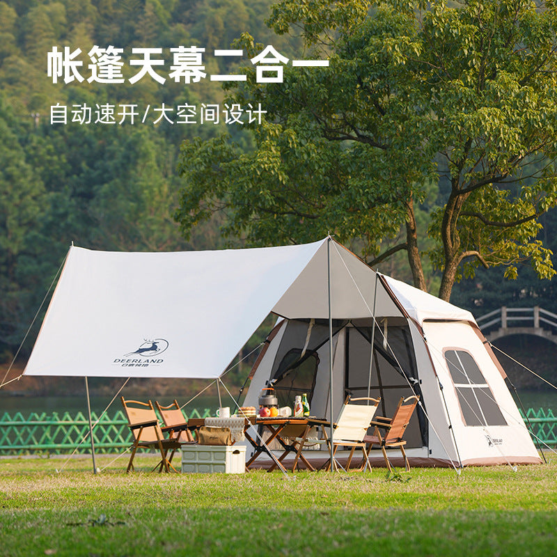 Deerland Automatic Pop-Up Tent with Integrated Rainfly for 3-4 Person Outdoor Camping