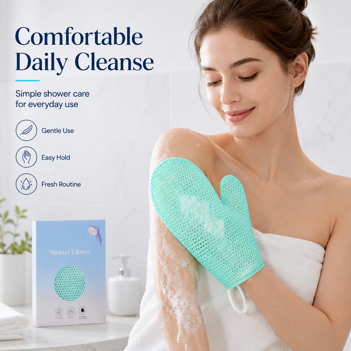 TPU Honeycomb Exfoliating Bath Gloves for Men and Women, Easy-Clean Spa Shower Scrubber Set