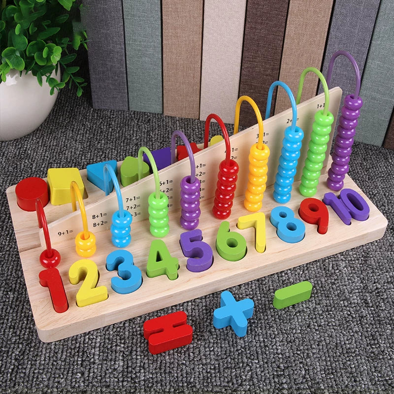 Educational Wooden Number Shape Puzzle Board for Toddlers, Montessori Learning Toy for Early Development