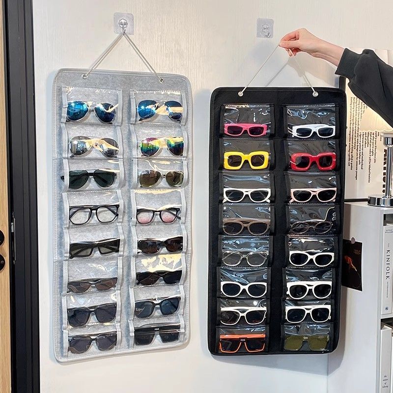 Multi-Pocket Wall Hanging Glasses Organizer for Sunglasses and Eyeglasses