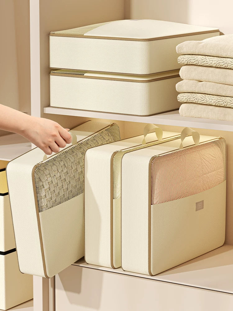 4-Piece Set Home Storage Bags for Bedding, Duvets, Sheets, and Clothes - Wardrobe Quilt Clothing Compression Dustproof Organizer