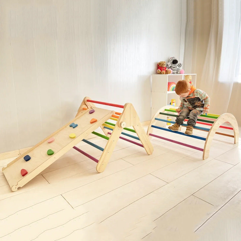 Wooden Rainbow Rocker Board for Kids - Early Education Balance Toy and Climbing Arch