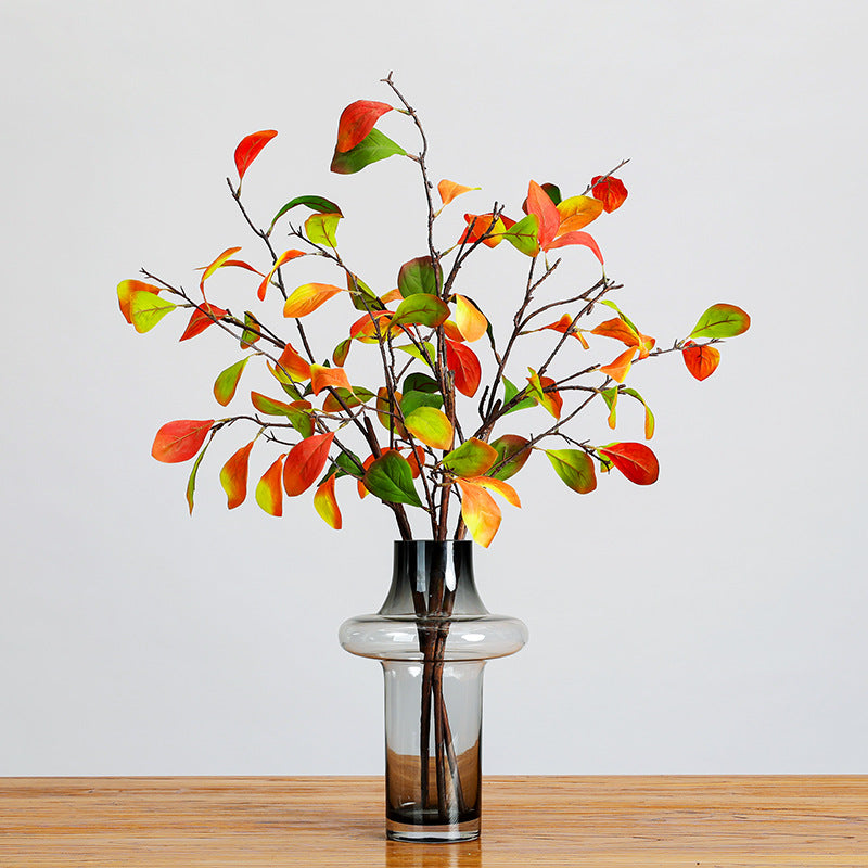 Artificial Persimmon Leaf Branch for Autumn Decor