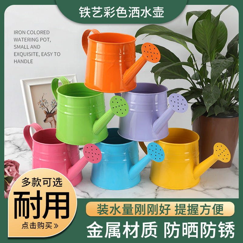 Galvanized Iron Watering Can for Garden and Home Plants, Colorful Sprinkler Pot