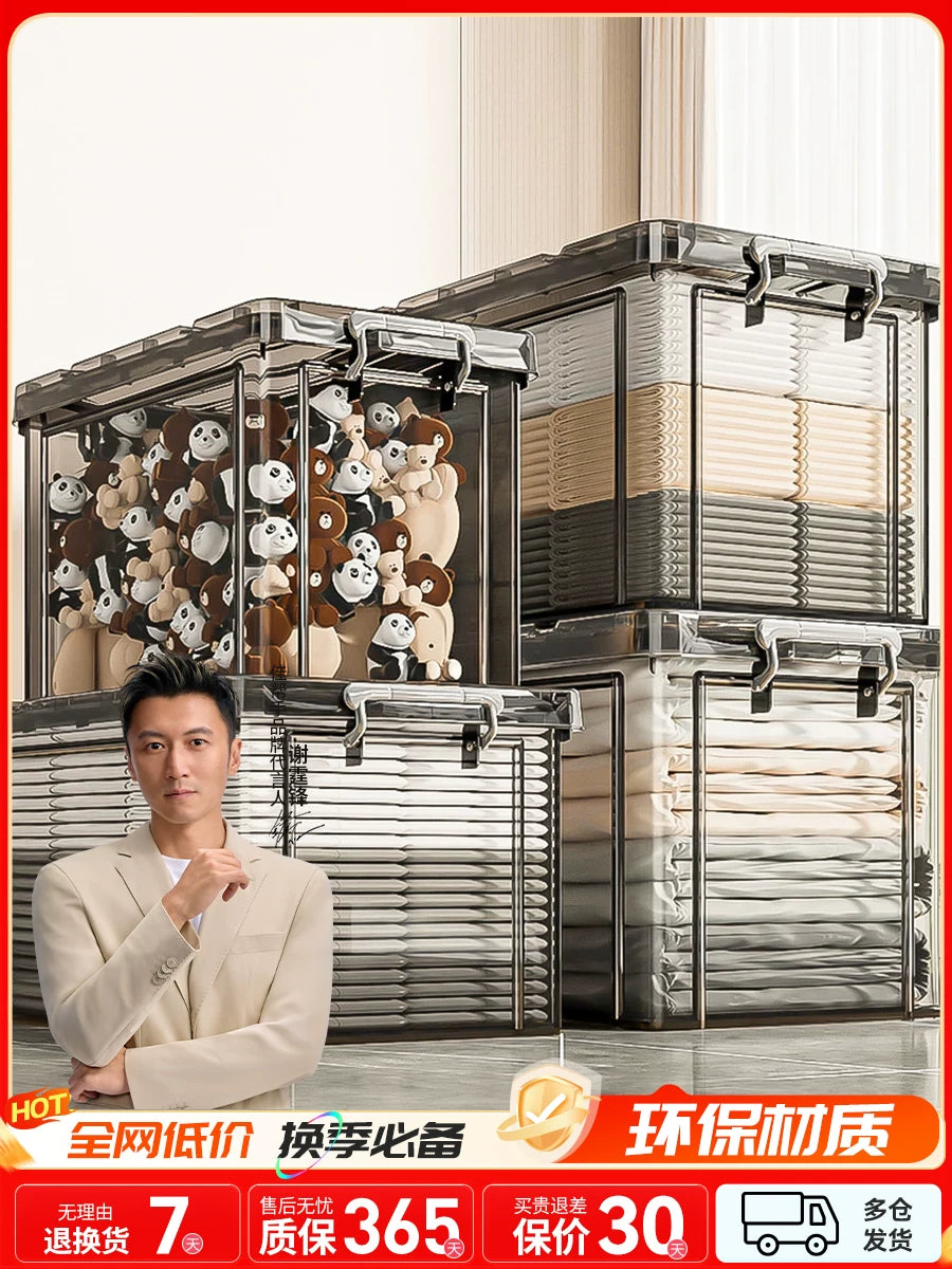 Jia Bang Shou Large Capacity Transparent Storage Box for Home, Toys, Car Trunk