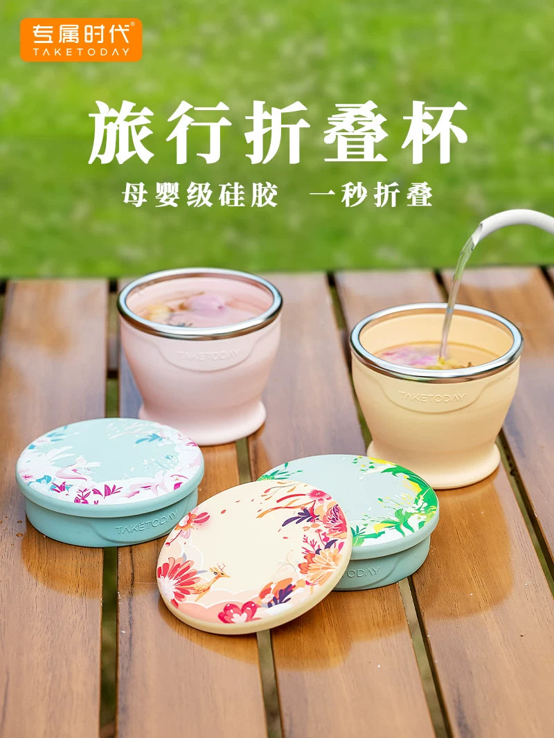 Collapsible Silicone Travel Mug for Milk, Coffee, Tea, and Cold Drinks