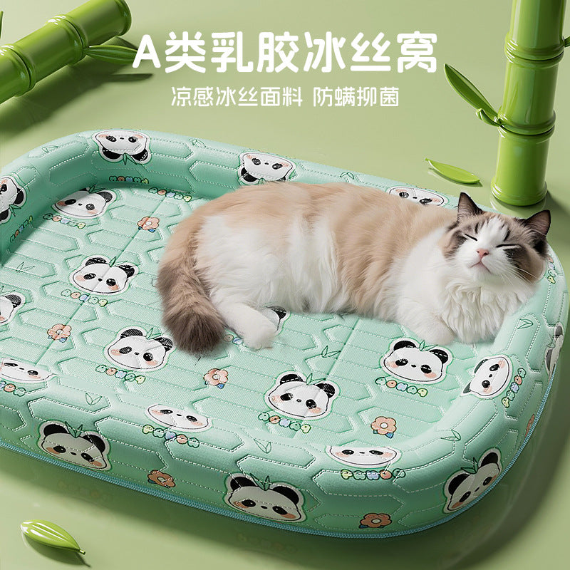Pet Cooling Mat for Cats and Small Dogs, Latex Ice Silk Breathable Summer Sleep Pad