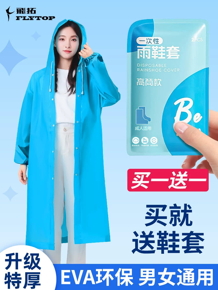 Disposable Rain Poncho with Shoe Covers for Adults & Kids, Thickened Portable Full Body Raincoat for Outdoor Travel & Hiking