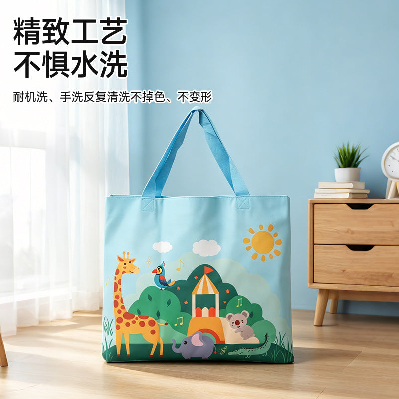 Cartoon Kids Oxford Cloth Storage Bag, Waterproof Quilt Organizer with Handles, Large Capacity for Kindergarten