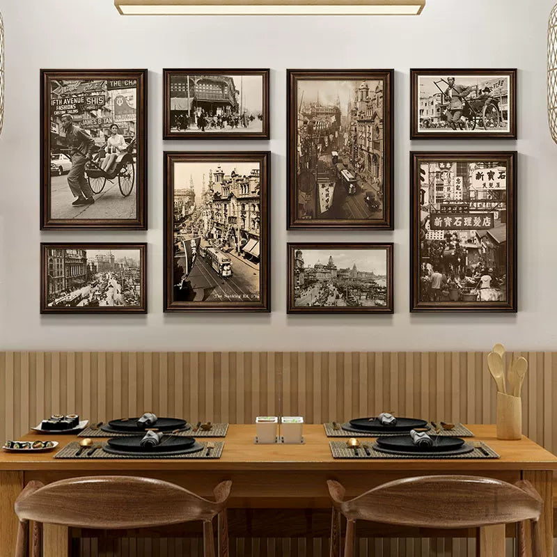 Vintage Shanghai Street Scene Wall Art for Restaurant Decor