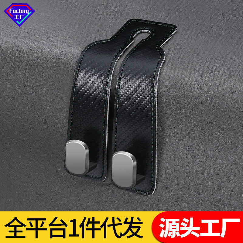 Car Seat Back Headrest Hooks with Faux Suede Leather and Zinc Alloy/ABS