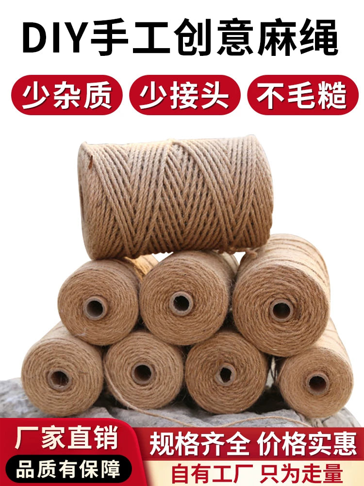 Natural Jute Twine Rope for DIY Crafts, Cat Scratching Posts, and Home Decor