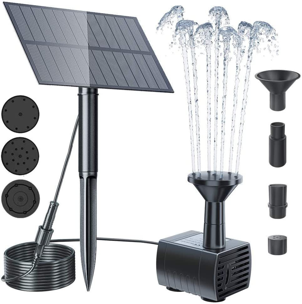 Solar-Powered Fountain with Ground Insert for Outdoor Garden and Landscape Decor