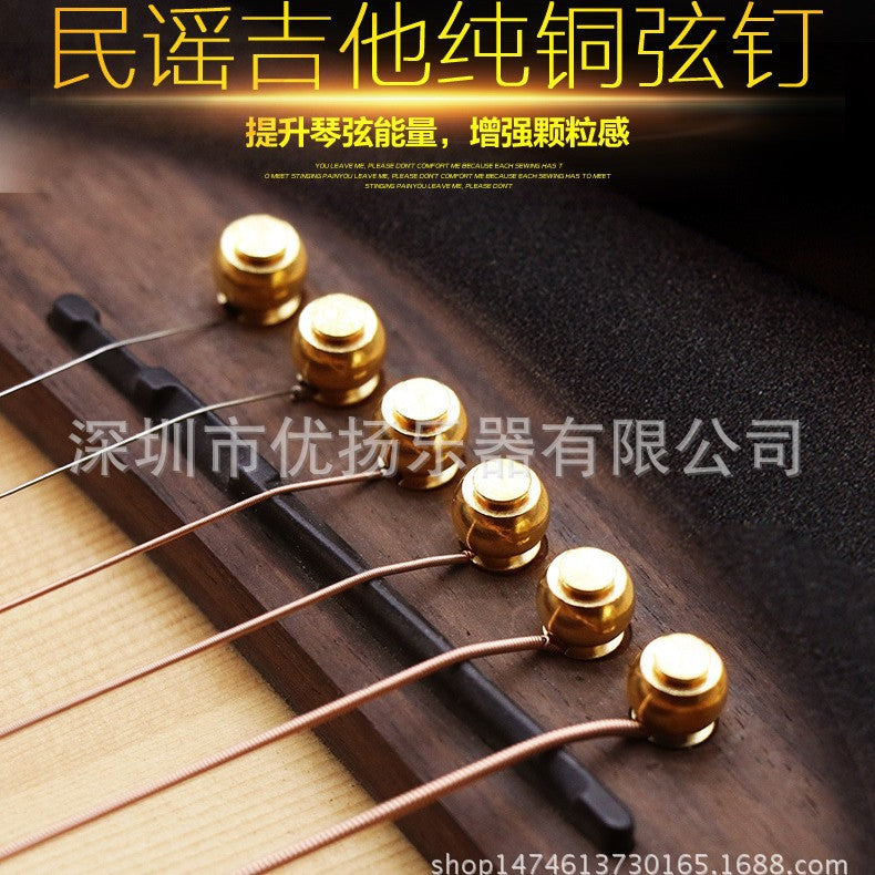 Pure Copper Acoustic Guitar Bridge Pins - Enhanced Sustain & Tone