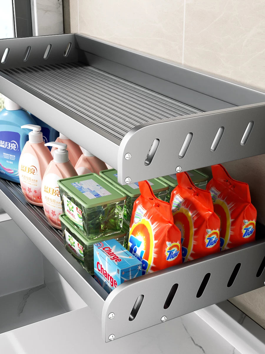 Wall-Mounted Bathroom Shelf for Washing Machine or Toilet, No-Drill Installation