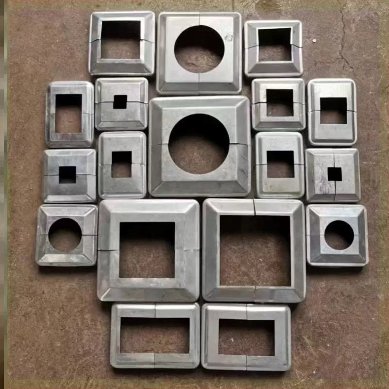 Zinc Steel Fence Post Base Cover Decorative Split Cap for Square Tube Fencing