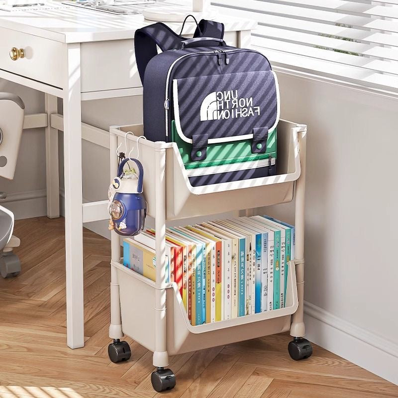 Multi-layer Rolling Book Cart with Wheels for Living Room Bedroom Dormitory Kids Bookshelf