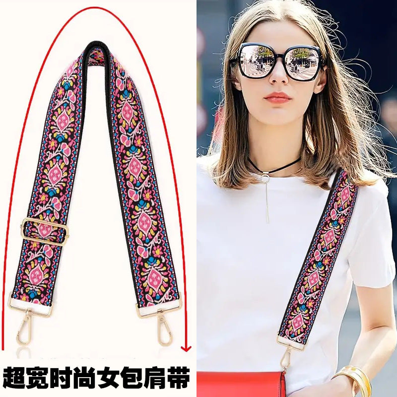 Adjustable Wide Crossbody Bag Strap Replacement with Colorful Patterns