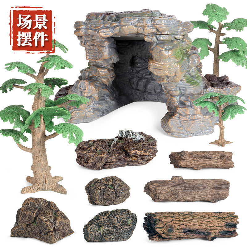 Miniature Simulation Rock Tree Stump Model for Desktop Sand Table Dinosaur Animal Landscape Decoration