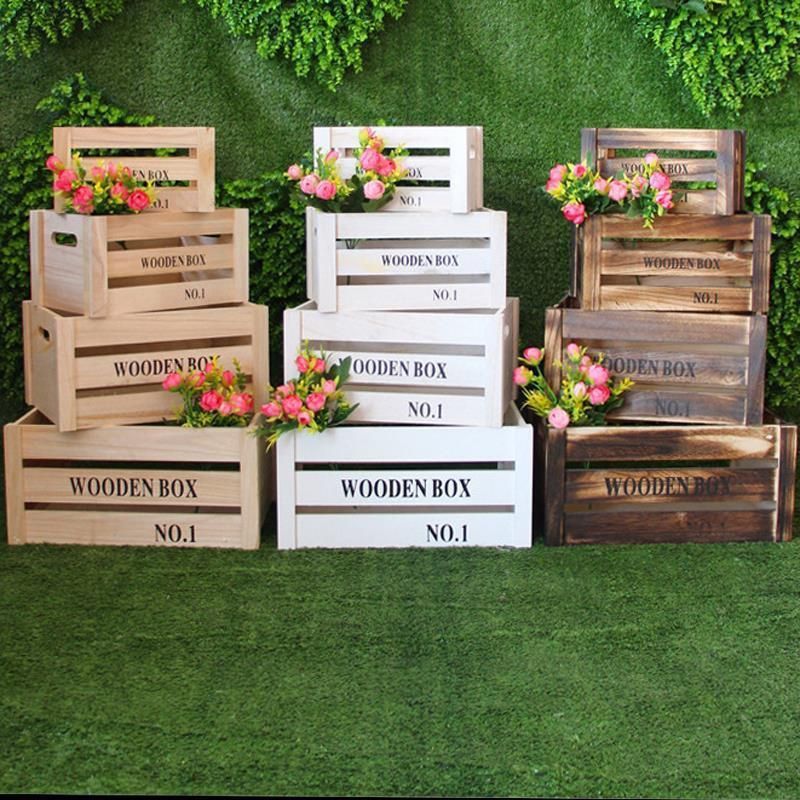 Vintage Wooden Storage Crate for Supermarket Fruit Display and Wedding Decor