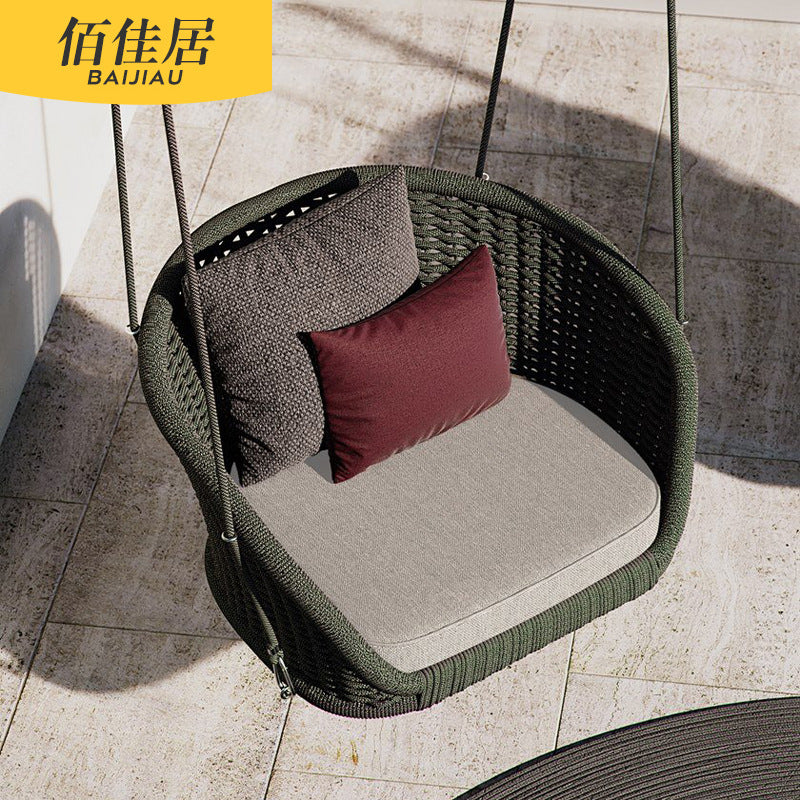 Outdoor Nordic Rattan Woven Bird's Nest Hanging Basket Swing Chair for Balcony Patio Villa Single Person Leisure