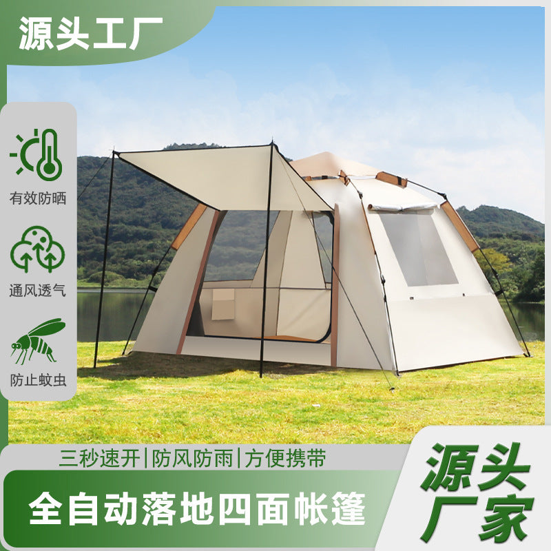 Portable Pop-Up Camping Tent for 2 People - Automatic Setup, Single Layer, Foldable Outdoor Shelter