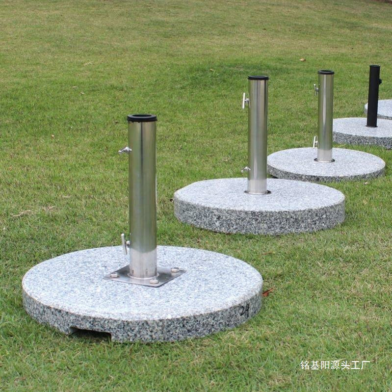 Outdoor Patio Umbrella Base Stand with Stainless Steel Tube, Heavy Duty Marble/Cast Iron Parasol Holder for Beach Garden