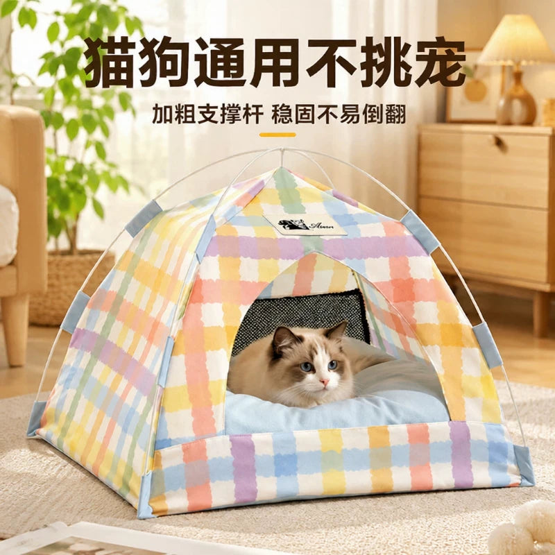 Pet Tent Bed for Cats and Dogs, Breathable and Washable, All-Season Indoor Outdoor Use