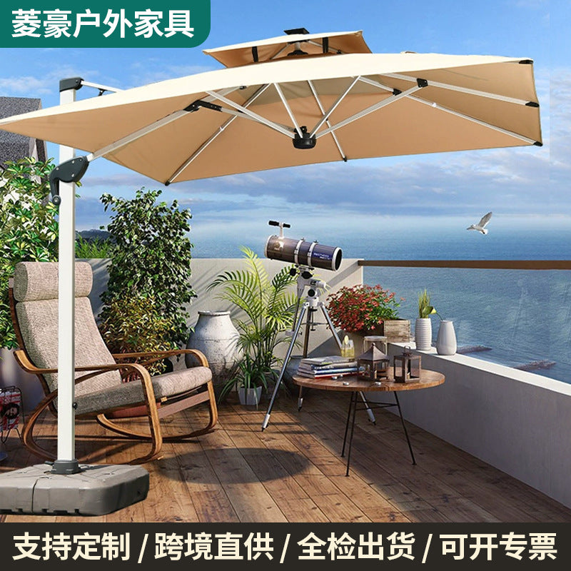 Outdoor Cantilever Patio Umbrella with Water Base for Garden & Commercial Use