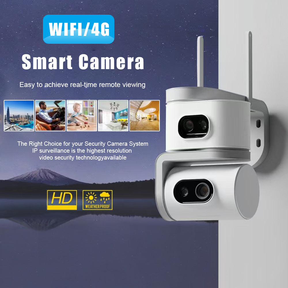 Dual-Lens Outdoor WiFi Security Camera with 360° Panoramic View