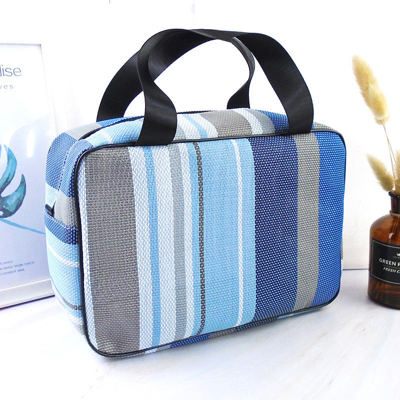 Portable Plaid Toiletry Bag for Men and Women, Large Capacity Travel Wash Bag for Gym and Shower