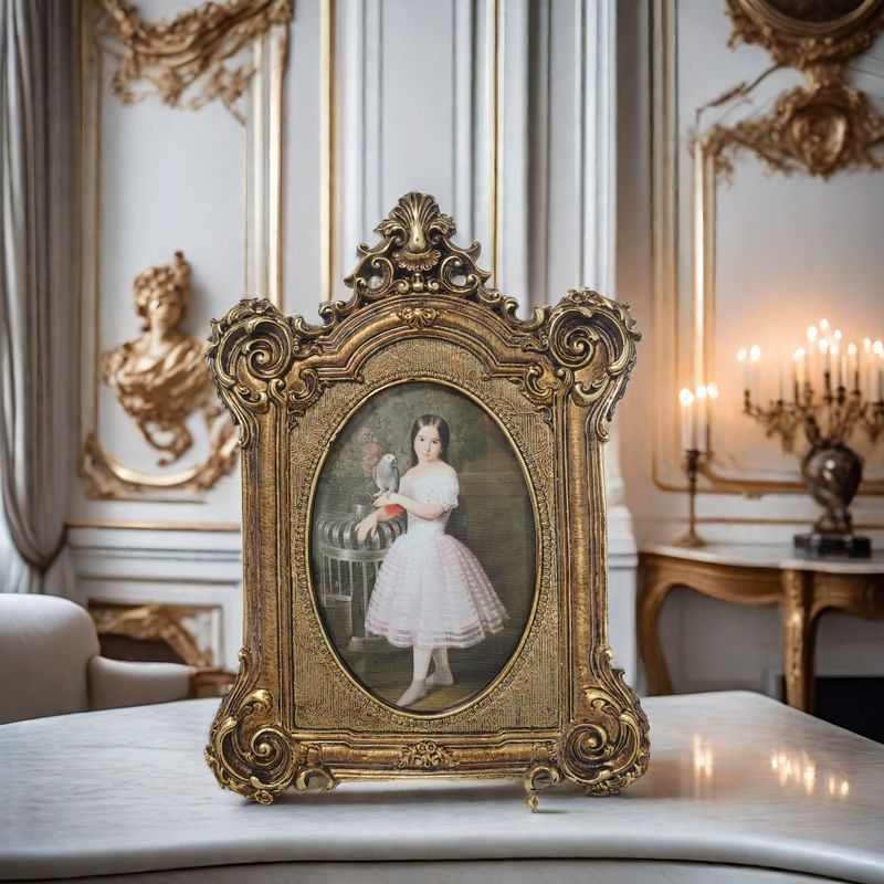 Vintage Resin Photo Frame for Tabletop Display, Living Room Bedroom Decor, Craft Gift