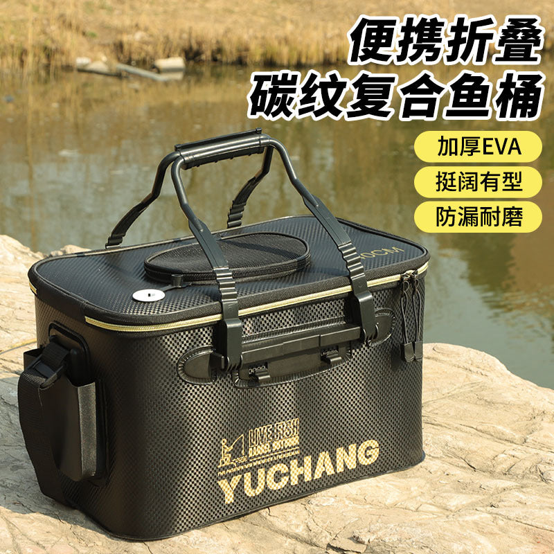 Foldable EVA Fishing Bucket Live Fish Box Thickened Water Container for Outdoor Fishing Gear