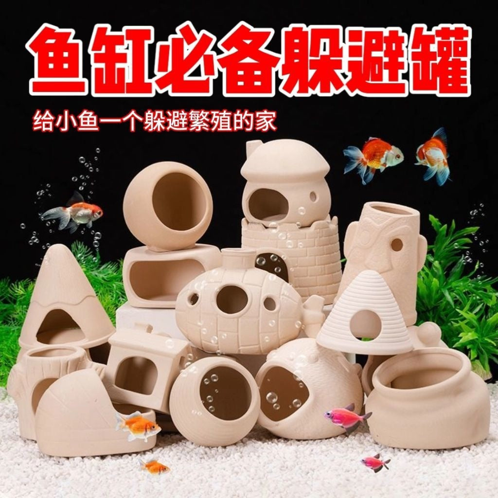 Aquarium Ceramic Hideaway Decoration for Fish and Shrimp Breeding