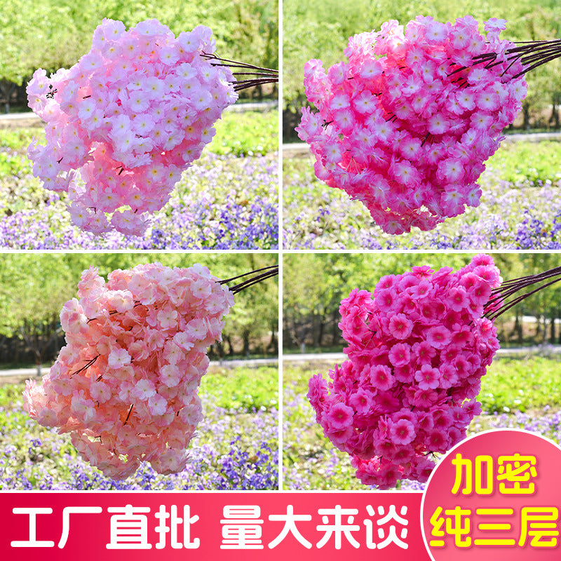 Artificial Cherry Blossom Peach Plum Flower Branches for Wedding Home Garden Decor