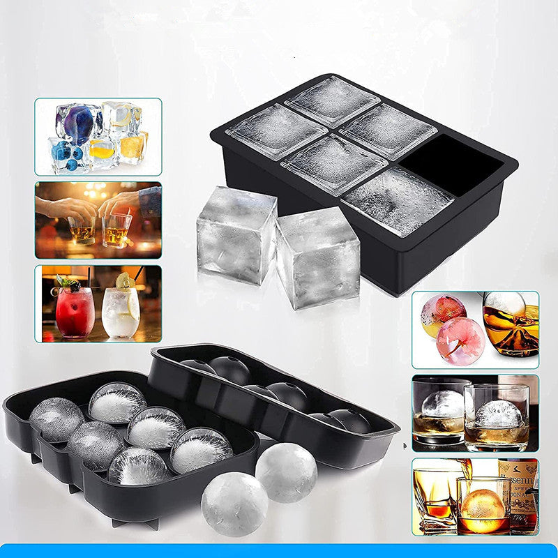 Silicone Ice Cube and Sphere Mold Set for Whiskey and Cocktails