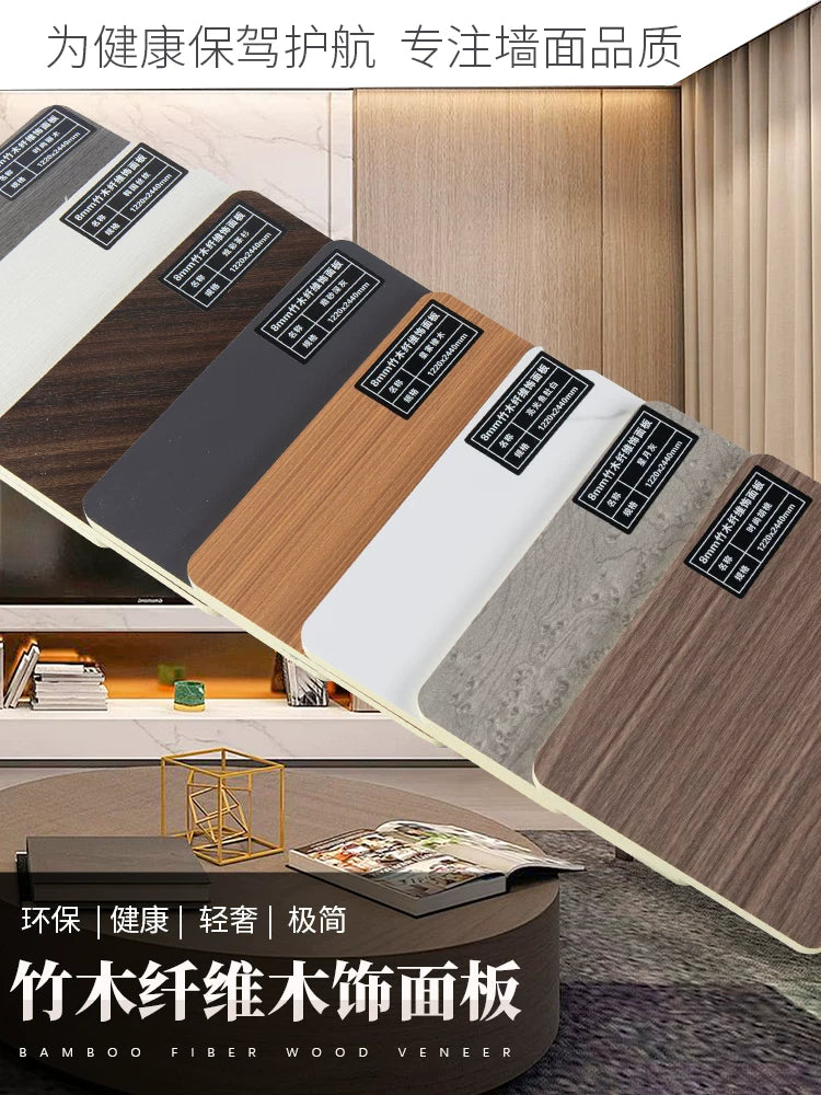 Wood Veneer Carbon Crystal Bamboo Fiber Integrated Wall Panels for Interior Decoration